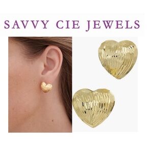 Savvy Cie Jewels 18k Fluted Bold Domed Heart Earrings